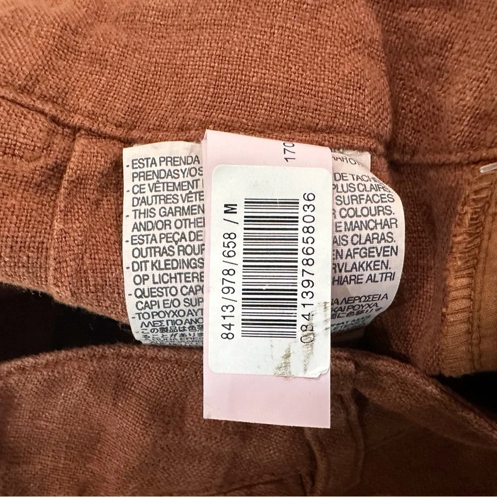 ZARA Terracotta Linen Wide Leg Pleated Pants Rust Brown Boho Trouser Women’s M
